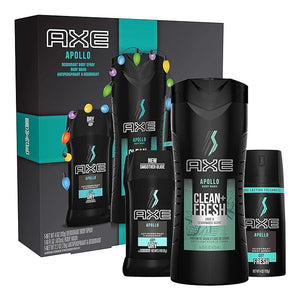 AXE Apollo Gift Set With Body Spray Antiperspirant &amp Deodorant Stick and Body Wash for Grooming for Holiday 3 count