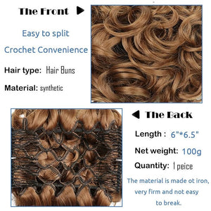 Hair Accessories Synthetic Messy Bun Wig Hair Pieces Wavy Curly Bun Ponytail Hair Extensions Bun Hair Comb Women Bun Wig Hair Pieces For Women(1)