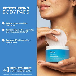 Murad Retexturizing Body Pads ? Acne-Fighting Exfoliating Pads with Azelaic Salicylic and Glycolic Acid for Acne Breakouts Smoothing KP Bumps and Soothing Aggravated Skin ? 45 Pads