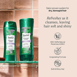Suave Invigorating Shampoo With 100% Natural Rosemary &amp Mint Replenishing Hair Care For Dry Damaged Hair for Women &amp Men No Parabens Phthalates or Dyes 6 Pack 12.6 FL OZ EA