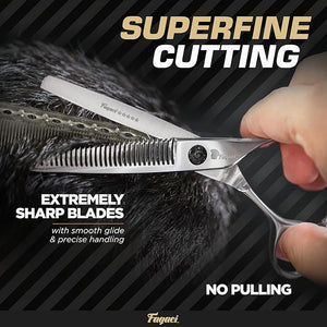 Fagaci Thinning Shears 6 Inch with Extremely Sharp Blades Professional Hair Thinning Scissors Durable Smooth Motion &amp Fine Cut Thinning Scissors with Sheath Cleaning Leather Key&ampRings