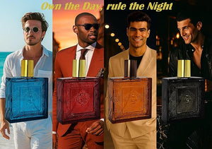 Lion Versatile For Man Red Flame Pour Homme &amp Black Flame Cologne for Men 4-piece Set 4x100ml/3.4 Fl.Oz Eau de Toilette Long-lasting mint orange neroli &amp vetiver notes for day and nigh