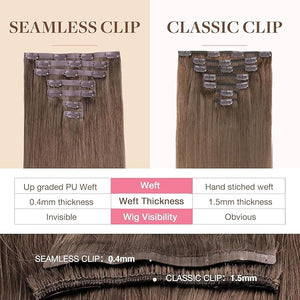 GOO GOO Clip in Hair Extensions Real Human Hair Remy Human Hair Extensions Clip ins for Women Natural Human Hair 22 Inch 140g 7Pcs 5 Light Ash Brown