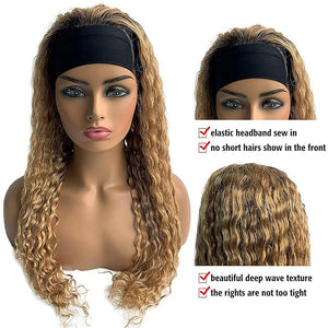 22 Inch 1B27 Honey Blonde Headband Wig Human Hair 150% Density Grade 8A Unprocessed Brazilian Virgin Hairs Machine Made Ombre Deep Wave Headband Wig Human Hair For Woman
