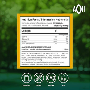 Adaptoheal Energy Supplements ? Natural Adaptogen Pills for Women &amp Men ? with Ashwagandha &amp Ginseng ? Caffeine Free Energy Stress Relief Focus &amp Vitality Support ? 180 Capsules