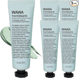 ROROBELL Wawa Toothpaste Made for My Boyfriend's Bad Breath Sensitive Teeth Improvement of Gum Problems/Peppermint Flavor/Made with Wasabi I 3.53 fl.oz (Pack of 5)