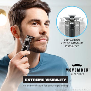 Wahl USA Pro Series High Visibility Skeleton Style Trimmer Lithium-Ion Cordless USB Rechargeable All in One Shaving &amp Close Cutting Beard Trimmer for Men with Near Zero Gap Blade ? 3026018