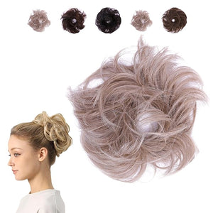 Juvabun Hair Scrunchie Light Blonde 1 Faux Human Hair Messy Curly Bun Hairpiece Washable &amp Realistic For Women Adult 1 Count Hair Accessory