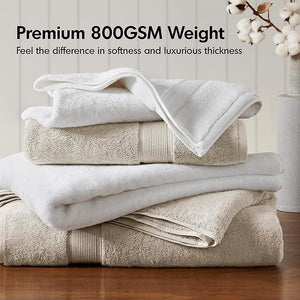 Madison Park 800GSM Bathroom Towel Set of 8 100% Cotton Bath Towel Set for Bathroom Luxurious Highly Absorbent 2 Bath Towels 2 Hand Towels 4 Washcloths Quick Dry Spa Quality Natural