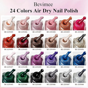 Quick Dry Nail Polish Set: 24 Colors Regular Fingernail Polish Non Gel Bulk Black Nude Pink Red Green Blue Purple Long Lasting French Nail Art DIY Home Gift Set for Women