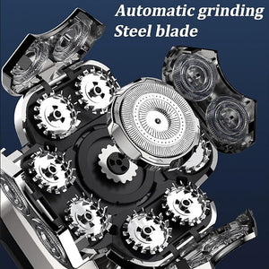 Pro Head 9.0 Shaver IPX7 Waterproof 6-in-1 Grooming Kit for Men Smart LED Display 9D Floating Blade Heads for Beard Hair Nose Hair Body Hair