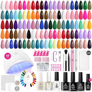 Beetles Gel Nail Polish Kit with U V Light, 68 Pcs Gel Nail Kit 35 Colors Emotional Spectrum with Base Matte&amp;Glossy Top Coat Soak Off Manicure Set, Women Teen Girl Christmas Gifts, Beetles Gift Sp