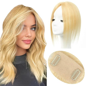 isheeny Hair Toppers For Women Real Human Hair Honey #27 12Inch Human Hair Topper for Women 2 Clips Secure Hold Realistic Artificial-Base Scalp For Changing Your Look