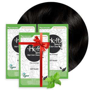 Dongsung Herb Speedy Color Cream (Soft Black, 3 Pack), PPD-Free Ammonia-Free Vegan Gray Coverage Hair Dye with Sun Protection, Odorless, Gentle for Sensitive Scalp, No Eye or Scalp Irritation