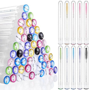 200 Pieces Mascara Wand Tube Set 100 Pcs Lash Spoolies for Eyelash Extensions 100 Pcs Diamond Empty Mascara Brush Disposable Colorful Eyebrow Applicator Makeup Tool (Bright)