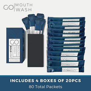 Bold Mint- Travel Size Mouthwash Packets - Individual Mini Mouthwash Packets for Fresh Breath - Perfect Travel Size Toiletries for Guest Bathrooms. 80 Packets