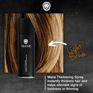 Mane Hair Thickening Spray &amp Root Touch Up Instantly Thicker Hair for Men &amp Women Fill in Hairlines and Hide Thinning and Fine Patches - Light Brown 12 Colors (6.76 oz)