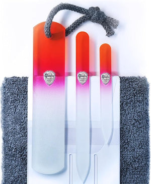 GLADZY Genuine Czech Glass Nail File Set - Callus Remover Foot Rasp Double Sided Different Grit Surface Professional Manicure and Pedicure Tools for Natural Nails Nail Shaper Ethically Made in EU