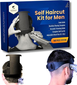 Self Haircut Kit for Men | 2Pcs SelfCut Guide for Men: Neckline Shaving Template &amp Fade Guide | Adjustable Size Hair Fade Tool &amp Stable Neck Line Up Tool | Hair Cut for Kids &amp Seniors