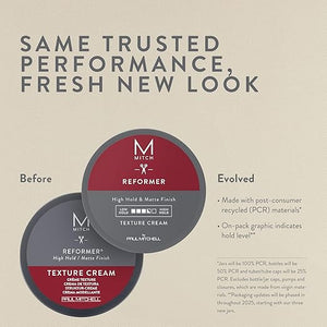 MITCH by Paul Mitchell Reformer Texture Cream for Men High Hold Matte Finish For All Hair Types Especially Fine to Medium Hair 3 oz.