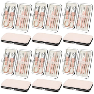 Geosar 12 Sets Manicure Set Nail Clippers Pedicure Kit 8 in 1 Grooming Stainless Steel Kits Nail Care Tools with Travel Case Xmas Gifts Christmas Stocking Stuffers for Men Women(Rose Gold)