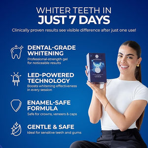 at Home Teeth Whitening Kit with LED Light, No Sensitivity Teeth Whitening Gel Pen (Pack of 3), Enamel Safe, Rechargeable Wireless Red &amp; Blue UV Whitening Spectrum, Sanitizing Storage Case