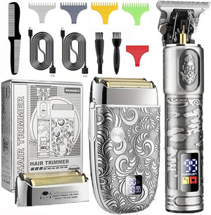 Professional Hair Trimmer for Men Hair Clippers Shaver Set Barber Clippers T-Blade Beard Trimmer for Haircutting Grooming Kit (Gray)