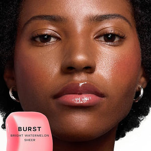 Saie Glossybounce - Hydrating Lip Gloss and Tinted Lip Oil Hybrid with Hyaluronic Acid &amp; Jojoba Oil for Non-Sticky, Ultra-Shiny, Plump &amp; Soft Lips - Everyday Makeup Essential - Burst (.17 oz)