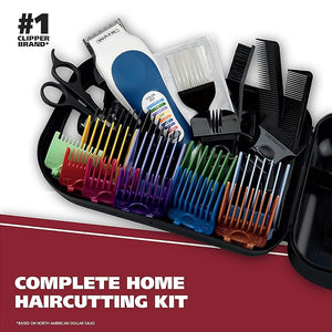 Wahl Clipper USA Color Pro Complete Haircutting Kit with Easy Color Coded Guide Combs - Corded Clipper for Hair Clipping &amp Grooming Men Women &amp Children - Model 79300-1001M