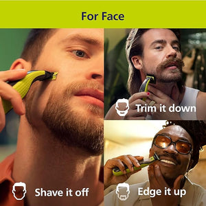 Philips Norelco for Face + Body Electric Beard Trimmer Shaver and Groomer 5in1 Adjustable Comb 1x Body Kit Model QP2834/70 Black/Lime Green