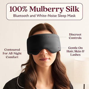 SilkSound 100% Mulberry Silk Bluetooth Sleep Mask Skin-Friendly Sleeping Eyemask with Bluetooth Headphones Sleep Gifts for Women Silk Eye Mask Headband Headphones for Sleeping Side Speakers