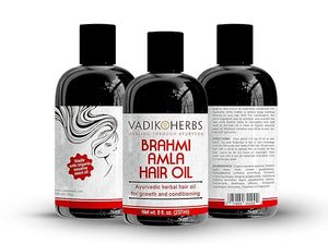 Vadik Herbs Brahmi Amla Hair Oil (8 oz) Ayurvedic herbal hair growth oil and hair conditioning oil with Rosemary Oil | Great for hair loss, balding, thinning, for beard growth,scalp treatment