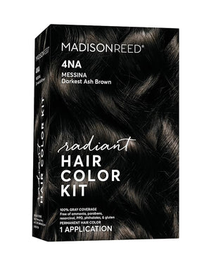 Madison Reed Radiant Hair Color Kit | 4NA Darkest Ash Brown with Cool Smoky Undertones (Messina Brown) for 100% Gray Hair Coverage | Dimensional Permanent Hair Dye | PPD-Free &amp Ammonia-Free | 1 Pa