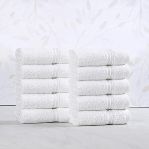 Superior Egyptian Cotton 10-Piece Face Towel Set  Small Towels For Facial Spa Quick Dry Absorbent Towels Bathroom Accessories Guest Bath Home Essentials Washcloth Airbnb White