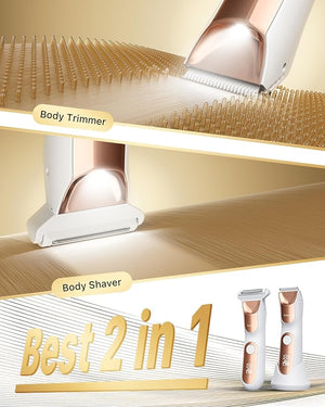 New Bikini Trimmer for Women [LED Light &amp; Diaplay] Electric Foil Shaver for Men, Body Hair Trimmer for Face, Groin, Arm, Back, Wet/Dry Painless Groomer with Ceramic Blade,Travel Razor, White