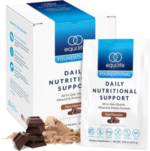 Equilife Daily Nutritional Support All-in-One Multivitamin Meal Replacement Pure Chocolate Flavor 15G Plant Protein Supports Overall Wellness Including Energy Digestion &amp Skin 14 Packets