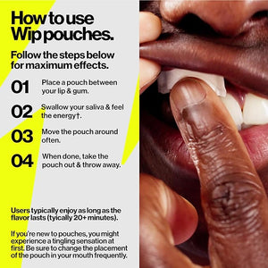 Wip Energy Pouches | 200mg Natural Caffeine | Vitamins and Minerals | 4 Pack Assorted: Sour Cherry Mint Orange Citrus Strawberry Kiwi