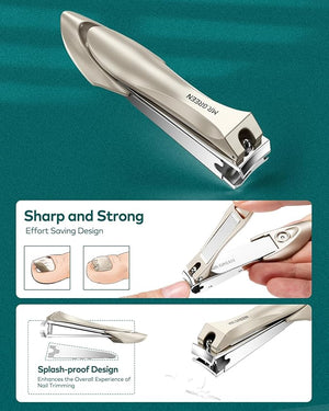 MR.GREEN Manicure Set German Stainless Nail Clippers Set Anti Splash Heavy Duty Fingernail&amp Toenail Clipper for Men&amp Women Professional Personal Care Tools with Exquisite Travel Case