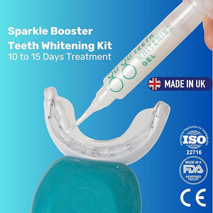 Sparkle Booster Teeth Whitening Kit - 2 x 5ml Pap Whitening Gel Syringes - Includes Rechargeable LED Whitening Device Shade Guide &amp Remineralization Pen - 10 to 15 Days Treatment