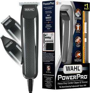 Wahl PowerPro Corded Detailer Trimmer Kit for Mens Grooming ? for Beard Mustache Stubble Ear Nose &amp Body Grooming ? Model 9686