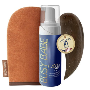 Self Tanner - Cabo Nights Express Rapid Dark Tanning Mousse - Deeper Sun-Kissed Glow with Mitt - Vegan Cruelty-Free Instant Tan Self Tanning Mousse Pump - Express Violet based- 7.2 oz