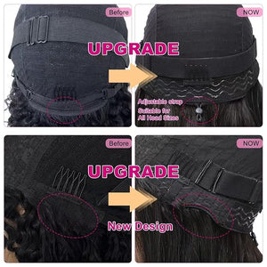 V Part Wig Human Hair Bob Wig 8inch Brazilian Remy Hair Short Bob Wig Human Hair Glueless Wig Upart Bob Wigs For Black Women Upgrade U Part Wig No Sew in No Glue Natural Black Color