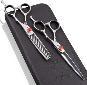 Katana Classic Professional 6.5 Shear Set by Tokko Shears Premium 440C Japanese Steel Regular and Thinning Scissors for Barbers and Salon Professionals