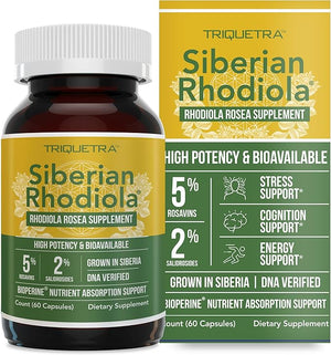 Max Strength Siberian Rhodiola¢ç: Rhodiola Rosea 5% Rosavins 2% Salidroside &amp BioPerine¢ç for Enhanced Absorption ? Helps Support Stress Energy &amp Focus* ? Grown in Siberia DNA Verified (60 Ca
