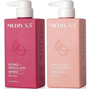 Medix 5.5 Retinol Body Lotion + Hyaluronic Acid Cream Moisturizer Body &amp Face Lotion Set | Hydrating + Firming Lotion For Stretch Marks Wrinkles &amp Crepey Skin | Skin Care Products 2pc Set