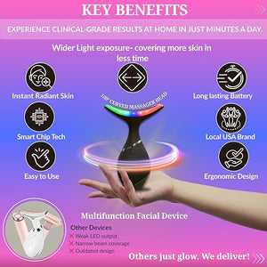 Red-Light-Therapy-for-Face and Neck, Facial &amp; Neck Massager Triple Action Portable Beauty Device. LED, Thermal, and Vibration for a Radiant Appearance in Minutes a Day at Home Skin Care.