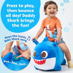 JITTERYGIT Baby Shark Bouncy Animal Plush - Daddy Shark Official Nickelodeon Music &amp Sing Toy - Christmas &amp Birthday Gifts for Kids &amp Toddlers (Boys &amp Girls) Ages 2-4 Years Old (Blue)