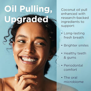 Designs for Health PerioPull - Pulling Oil for Teeth and Gums Fresh Breath - Oil Pull with MCT Coconut Oil GG Bromelain &amp Coenzyme Q10 to Support Oral Health - Fresh Mint Flavor Oral Rinse (8oz
