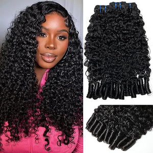 Burmese Curly Bundles Human Hair 16 18 20 Inches 100% Unprocessed Quick Weave 3C4A Water Wave with Spiral Curly End Real Human Hair Extensions 15A Raw Burmese Curly Weave 3 Bundles