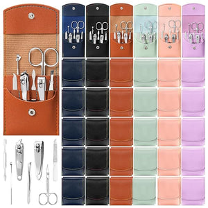 60 Sets Travel Manicure Set Professional Nail Set 7 in 1 Stainless Steel Manicure Kit Grooming Kits Nail Care Tools with Care Tools Beauty Scissors Tweezers Gifts for Christmas(Vintage Color)